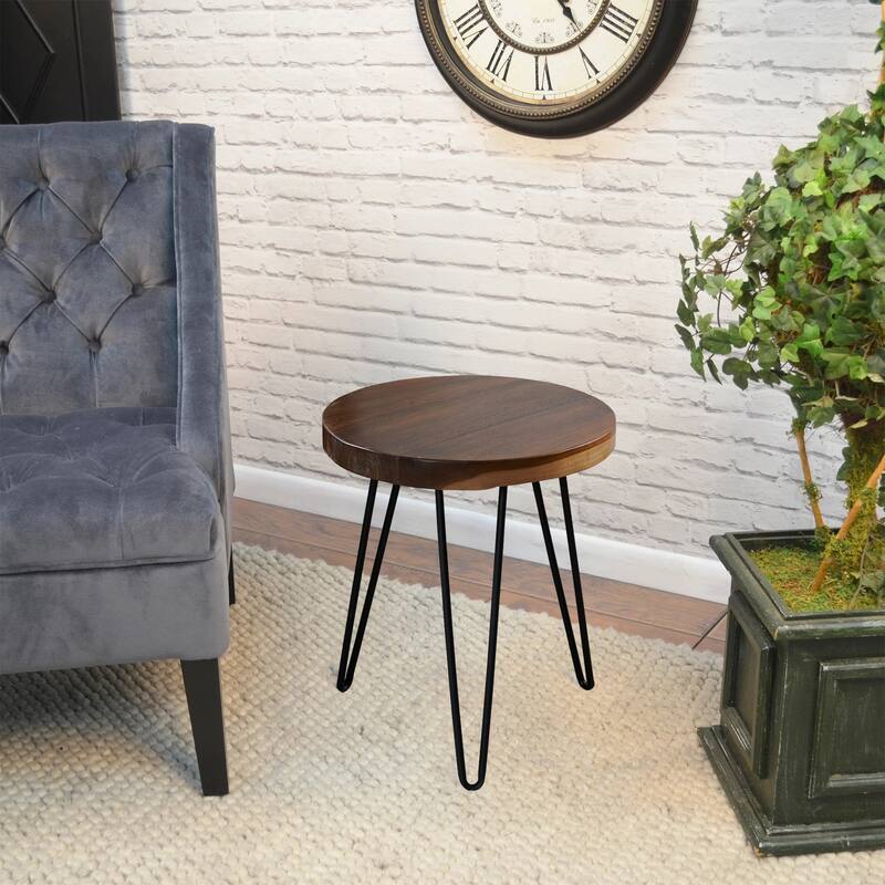 Greenage Teak End Table Solid Live Edge Side Table