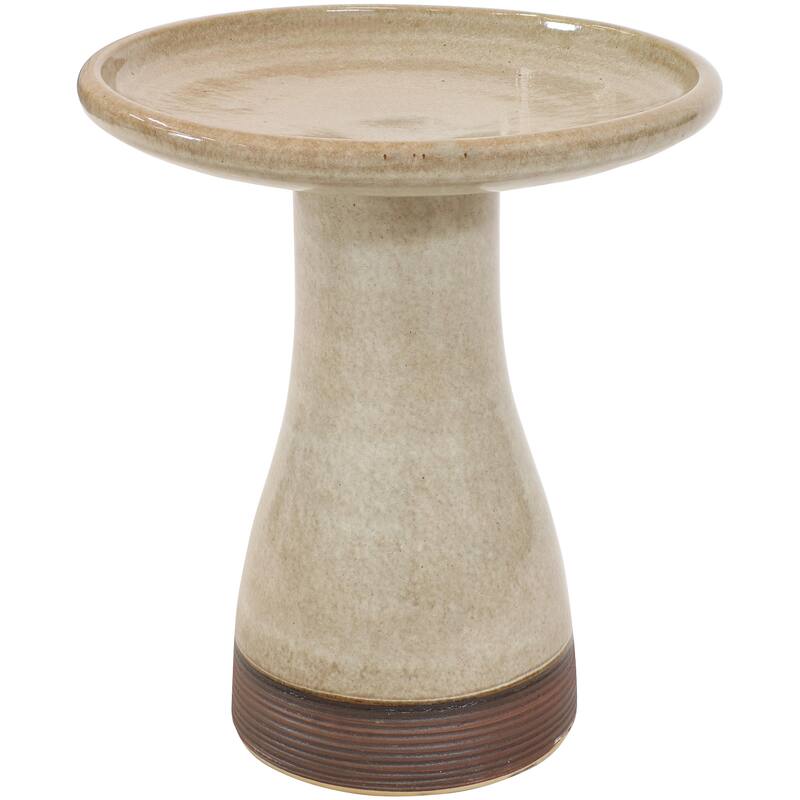 Sunnydaze Duo-Tone Ceramic Bird Bath - Brown
