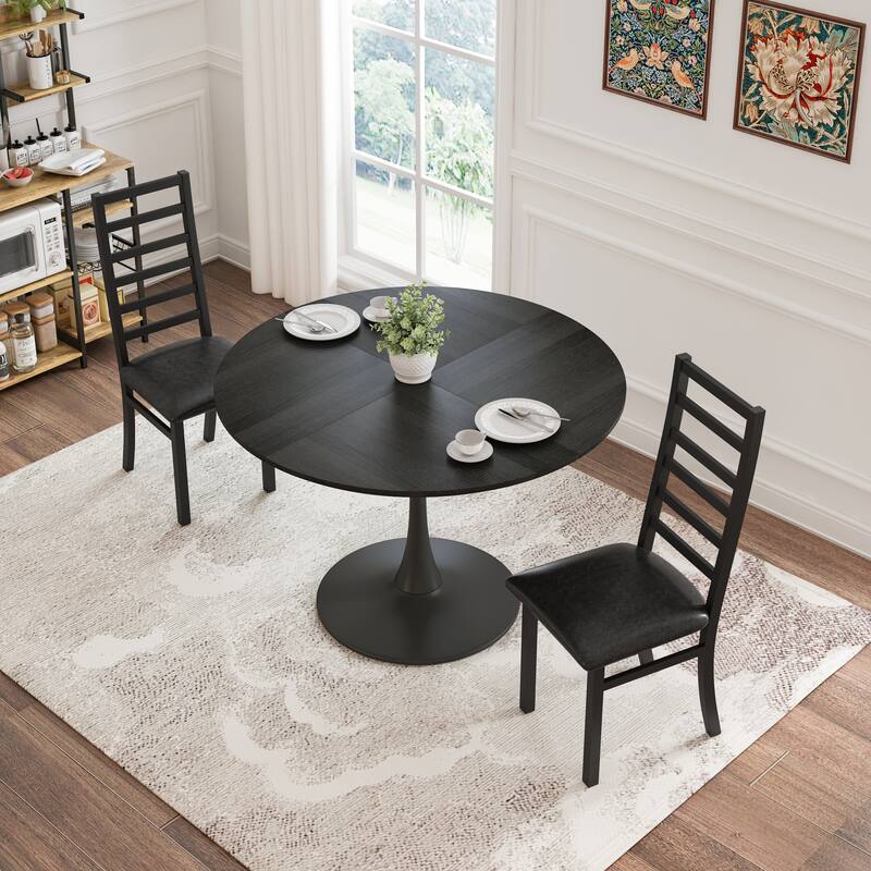 2 Piece Metal Kitchen Dining Chairs with Steel Legs, Cushions, Backrests, No Armrests for Dining Room Kitchen Living Room