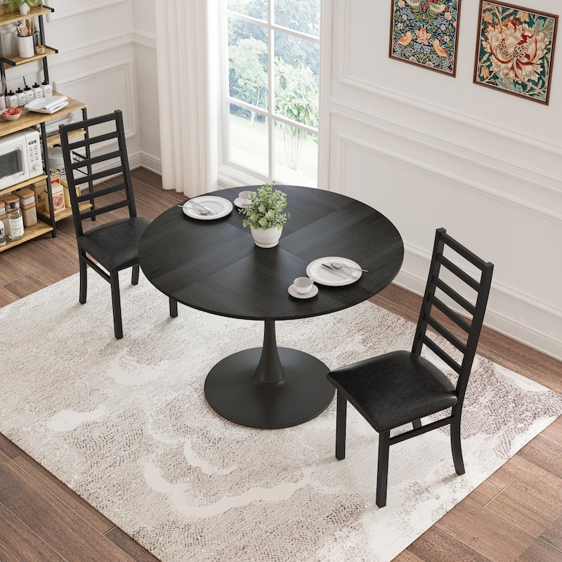 High Back Armless Dining Chairs with Steel Legs and PU Leather Seats, Set of 4/Set of 2