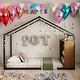 preview thumbnail 2 of 10, Black Twin Size Metal Bed House Bed Frame with Lights and Wooden Side Shelves