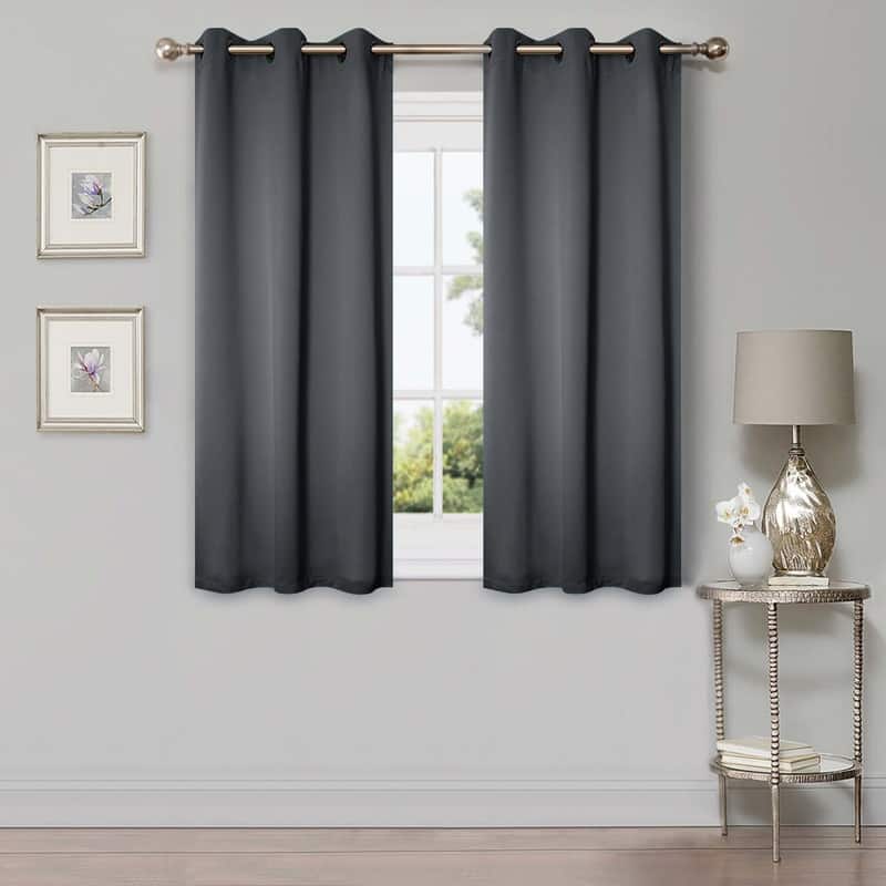 Superior Modern Solid Washable Room Darkening Curtains, Set of 2 Panels - 4PC- 42" x 63" - Grey