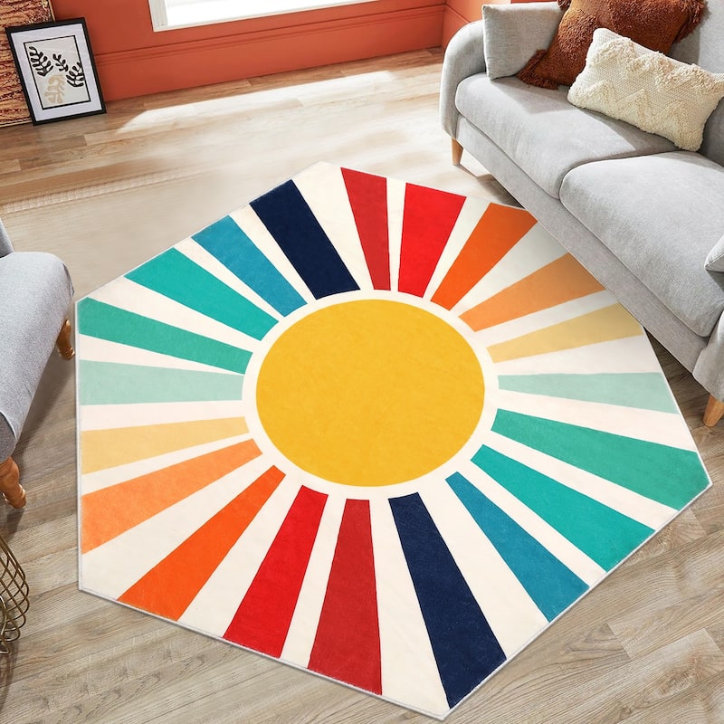 Garvee Rainbow Sol Kids Area Rug