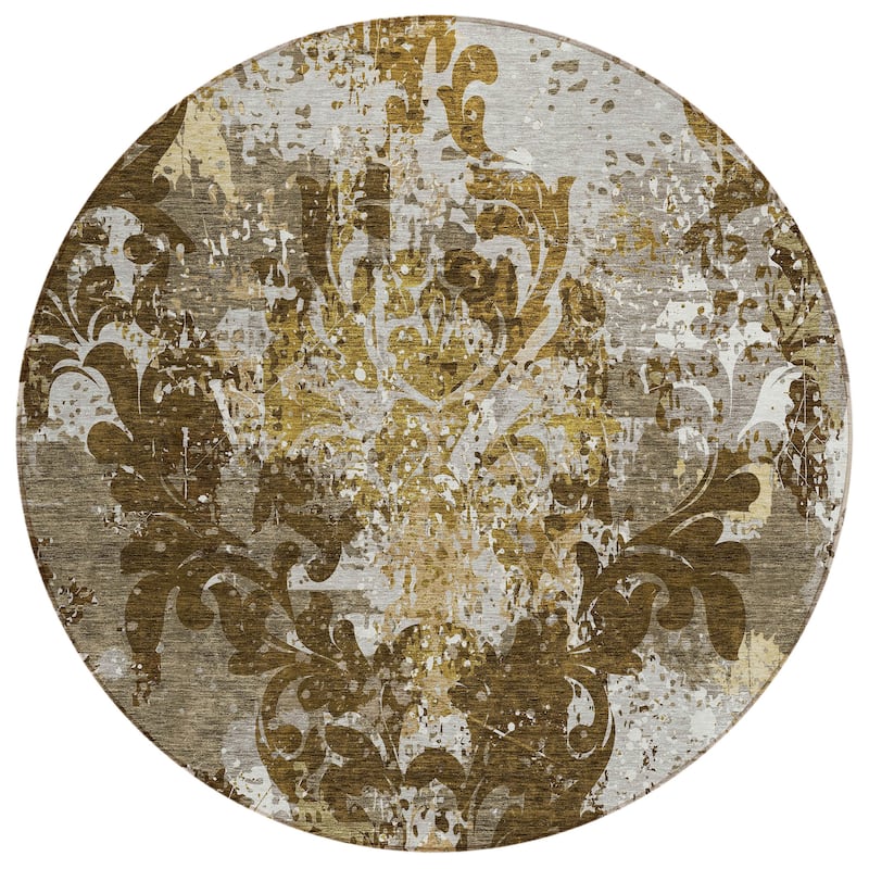 Machine Washable Indoor/ Outdoor Chantille Vintage Damask Rug