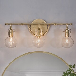 Modern Gold 3-Light Bathroom Vanity Light Wall Sconces with Glass Shade ...