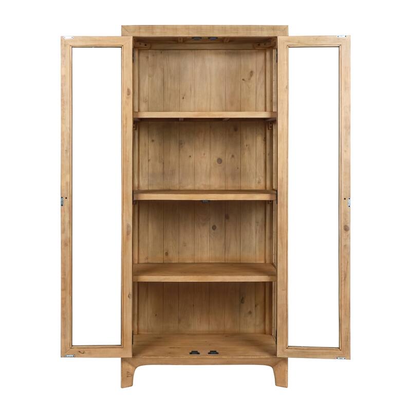 Classic Home Crest 79" Reclaimed Pine Wood Curio Cabinet in Natural