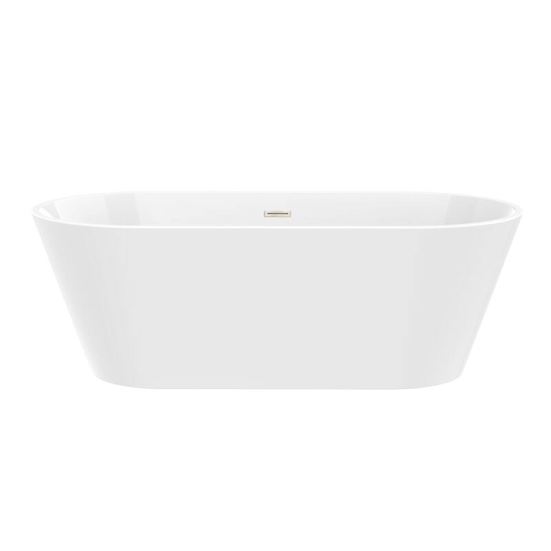 Vanity Art 59" Non-Slip Acrylic Freestanding Soaking Bathtub with Overflow & Pop-up Drain