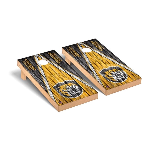 slide 2 of 5, Colorado College Tigers Triangle Cornhole Board Set