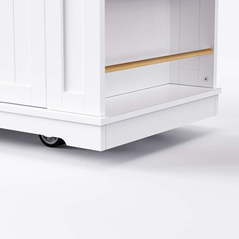 Opris MDF Rolling Kitchen Island with Drop Leaf with Power Outlet(48-in x30-in x37-in)
