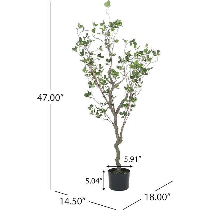 TOBILI 47.24''Artificial Milan Leaf Bonsai Tree 47 inches Bed Bath