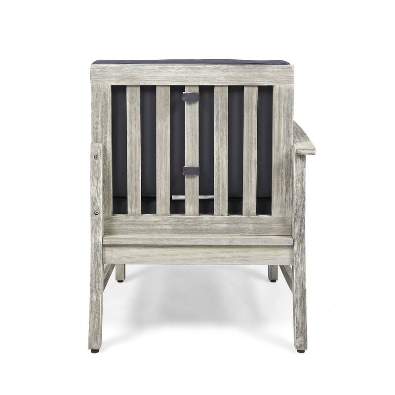 Roomfitters Outdoor Chair with Weather-Resistant Cushions and Acacia Wood Frame, Grey