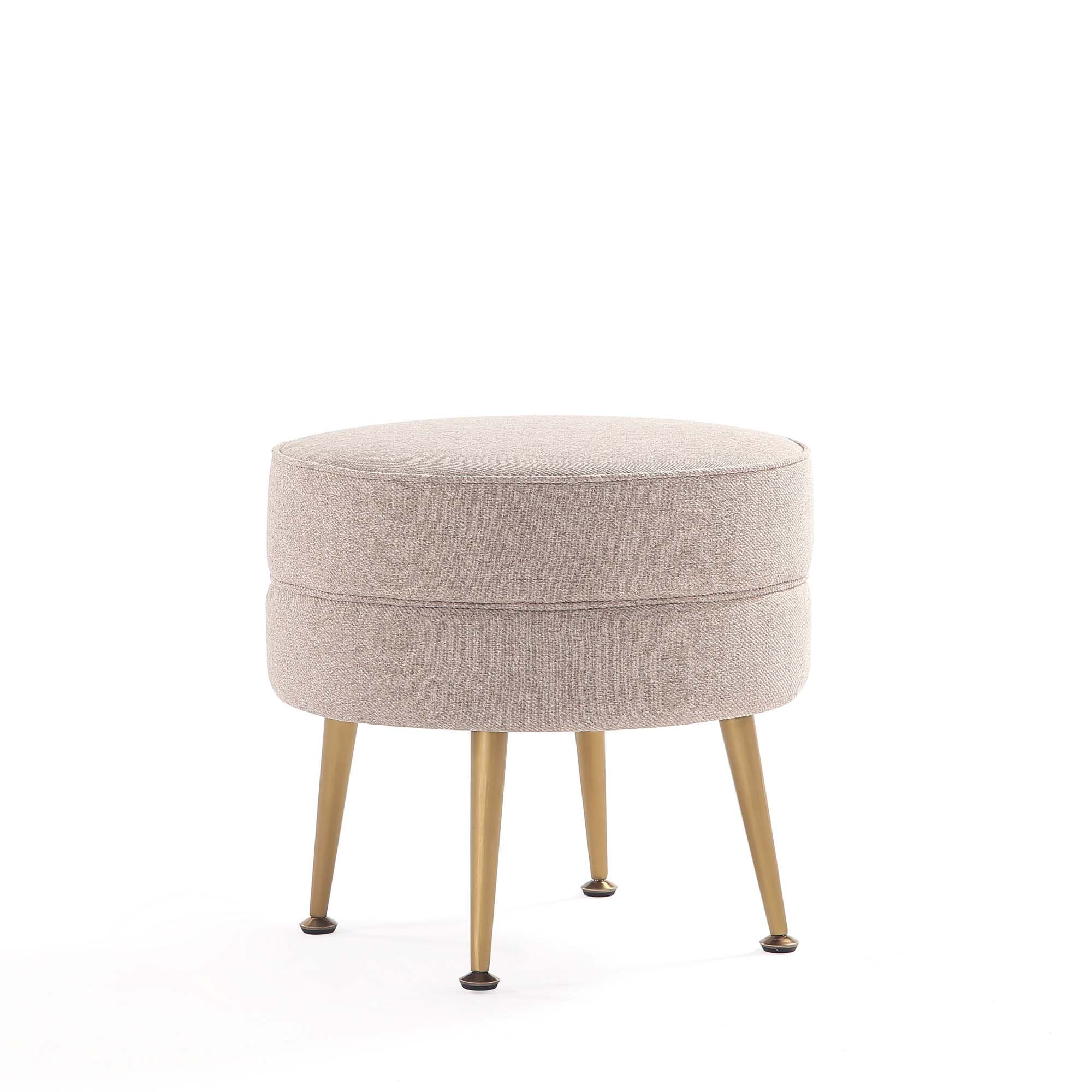 Upholstered Accent Ottoman with Metal Legs Mid Century Modern Design