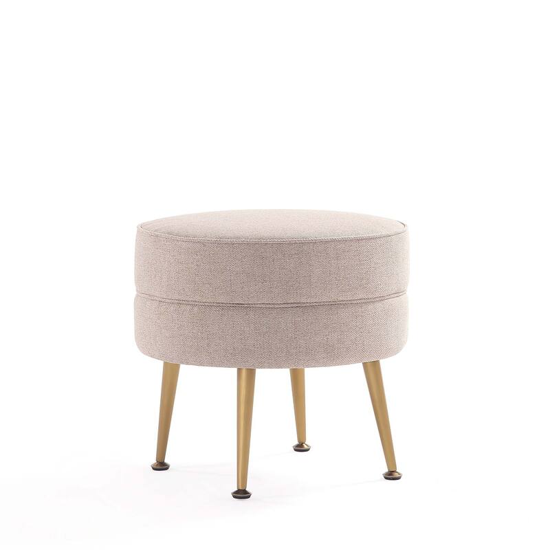 Upholstered Accent Ottoman with Metal Legs Mid Century Modern Design - Wheat