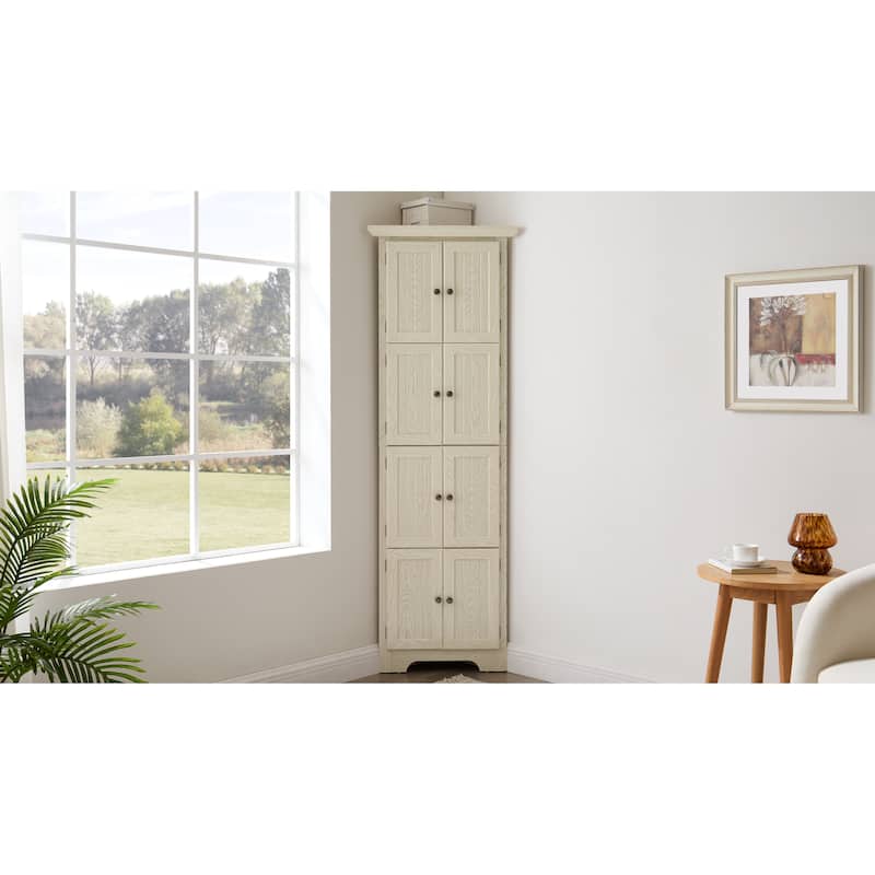 4-Tier 72" Corner Kitchen Pantry Storage Cabinet with 8 Doors Tall Storage Cabinet, Corner Cabinet and Shelves