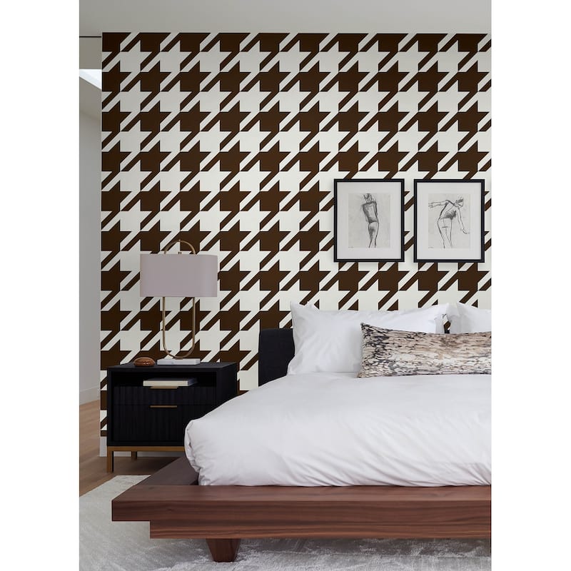 RuPaul RuHoundstooth Brown Peel and Stick Wallpaper