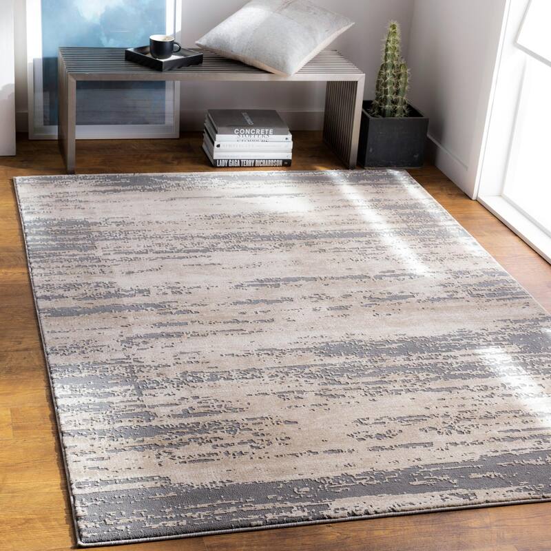 Livabliss Tibetan Modern & Contemporary Abstract Area Rug - Grey - 5' 3" x 7' 7"