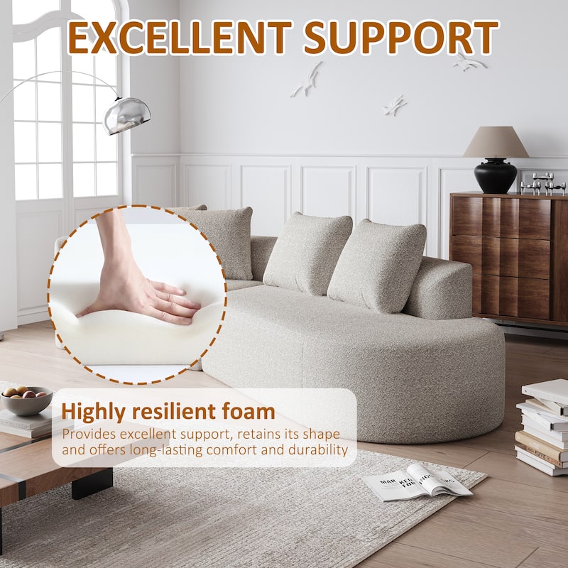Modern Chenille Upholstered Sectional Sofa Free Combination 4 Seater Extra Deep & Wide Curved Cloud Couch with Throw Pillows