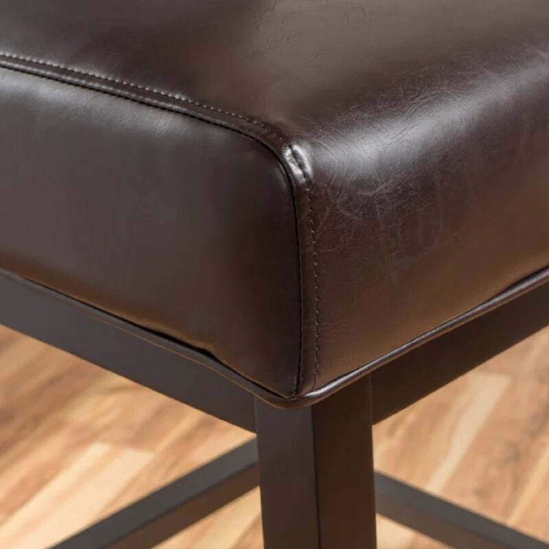 28" Modern Swivel Bar Stool with Leather Seat Backrest, Solid Wood Legs, for Bar Dining Room Living Room and Café