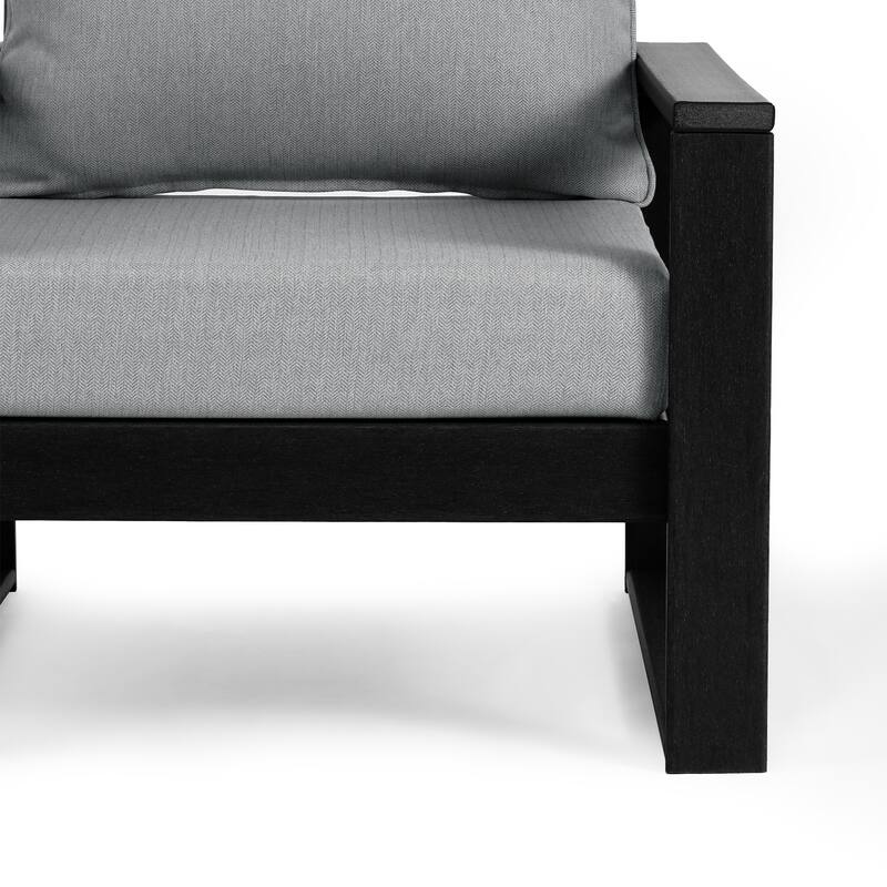 Polytrends Endless Patio Deep Seating Right Arm Chair with Black Frame