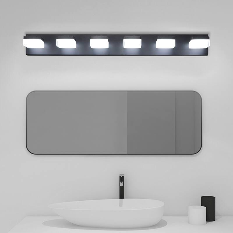 Modern 6-Light Black LED Vanity Mirror Light Fixture For Bathrooms And Makeup Tables
