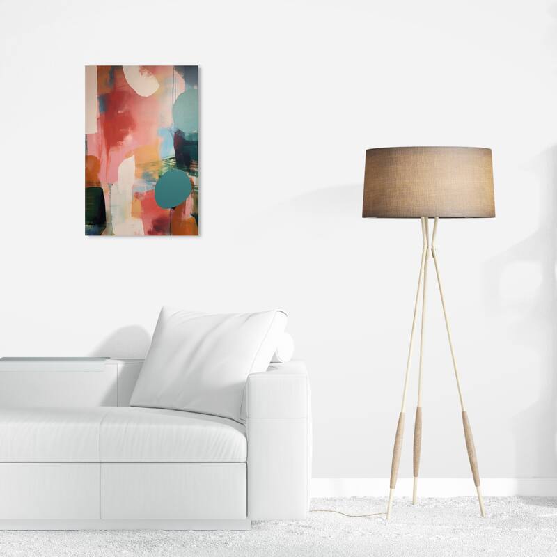 Wynwood Studio Abstract So Retro Vintage Pink and Teal Modern & Contemporary Wall Art Canvas Print - 24 x 16