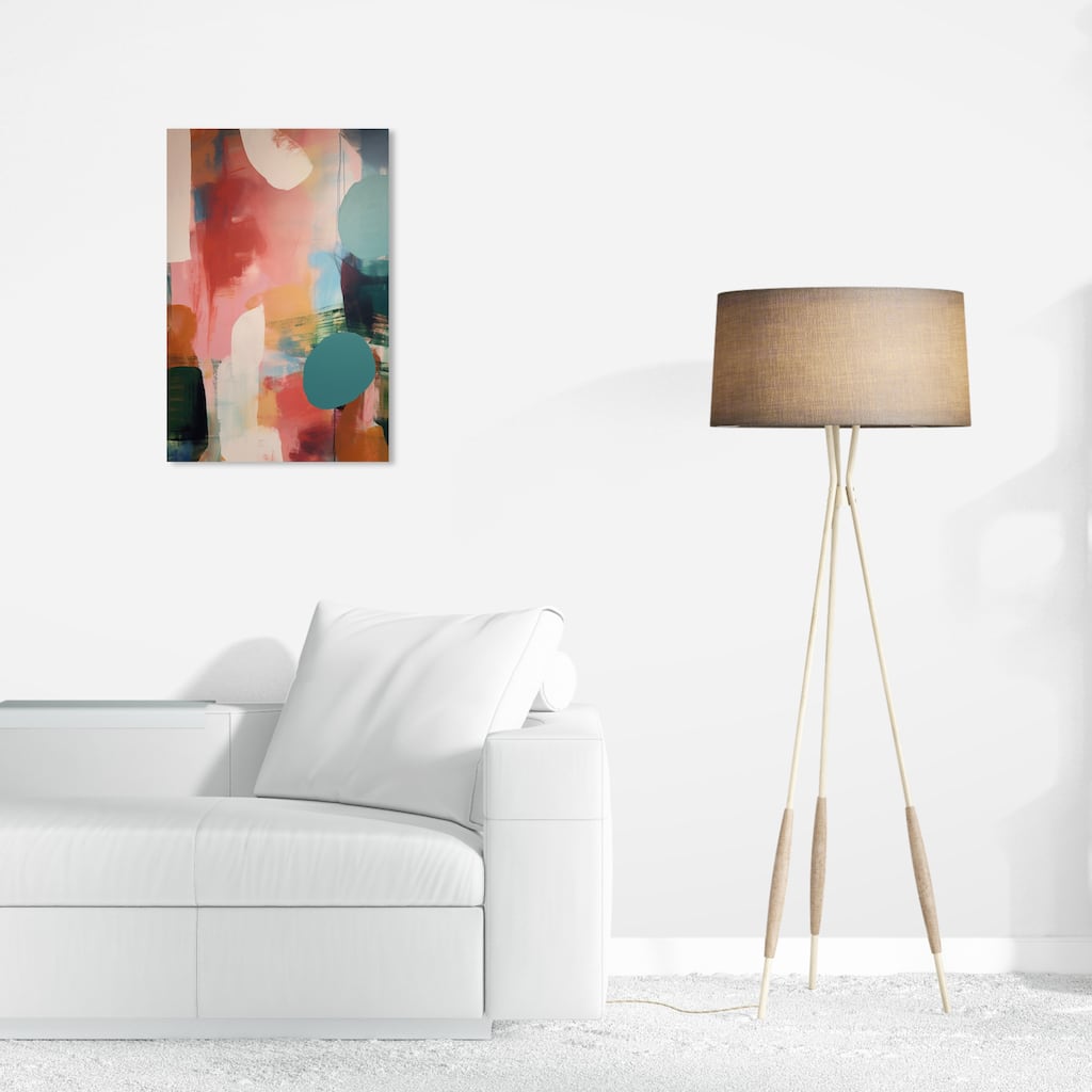 Wynwood Studio Abstract So Retro Vintage Pink and Teal Modern & Contemporary Wall Art Canvas Print