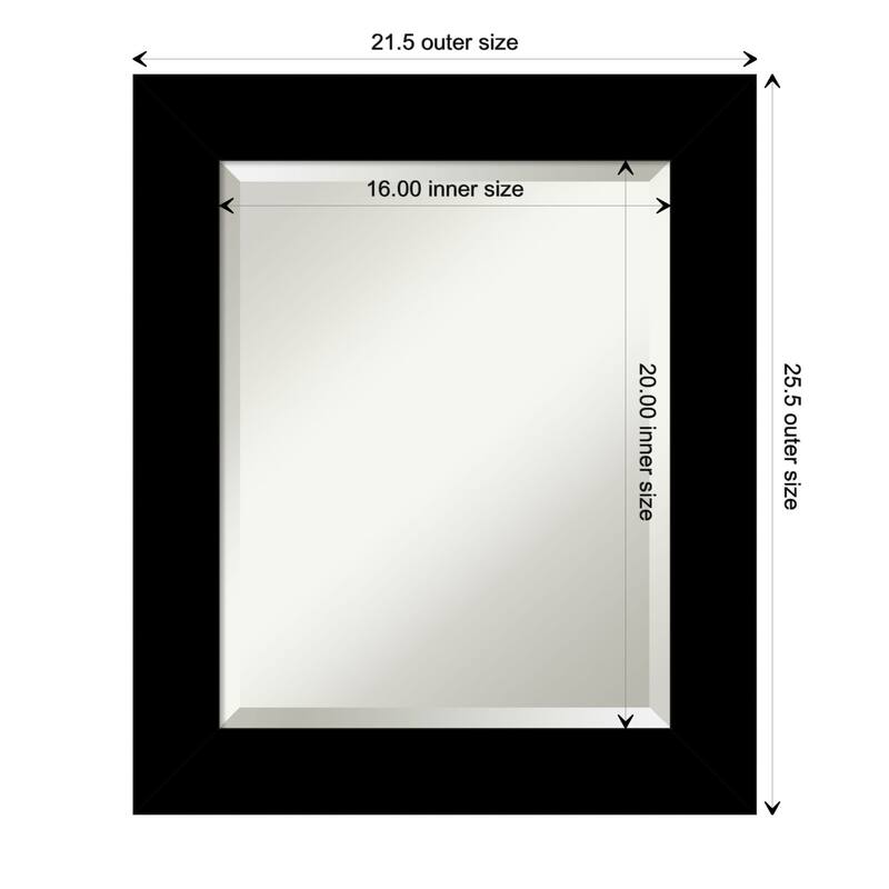 Basic Beveled Wood Framed Wall Mirror - Basic Black - Glass Size 16x20