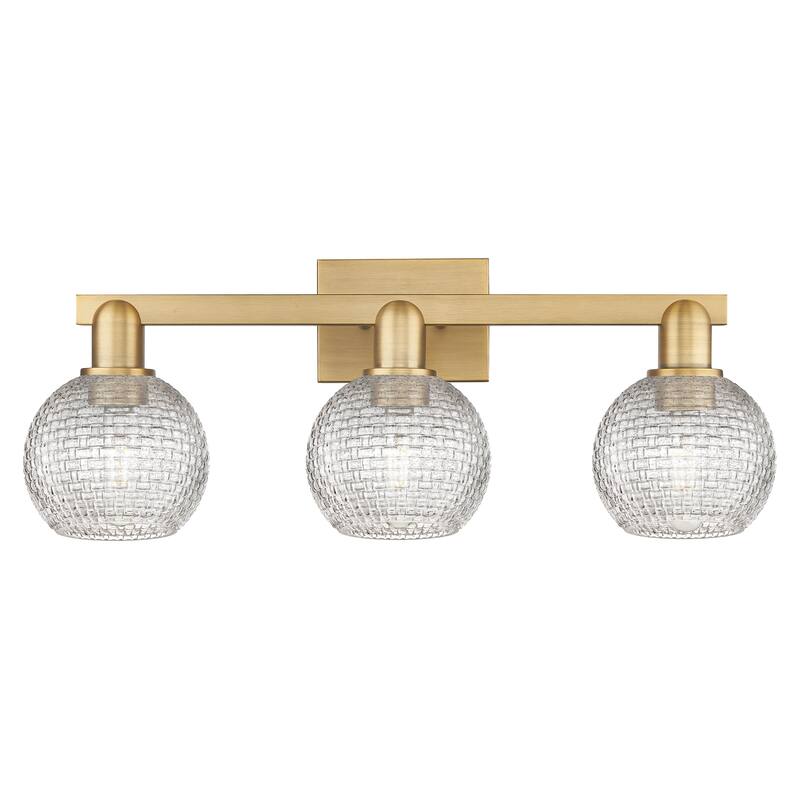Innovations Lighting Endless Possibilities Arcadia - Athens - 3 Light 25" Basketweave Bath Vanity Light - Brushed Brass