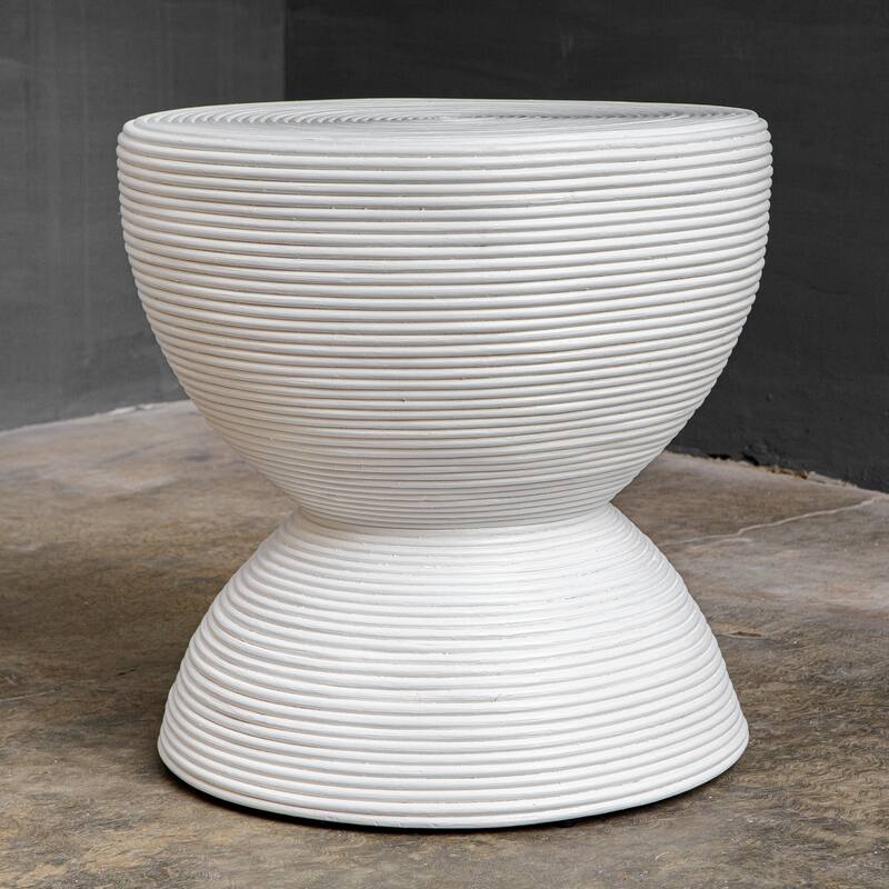 Uttermost Bongo White Rattan Side Table - 21.75"W x 22"H x 21.75"D