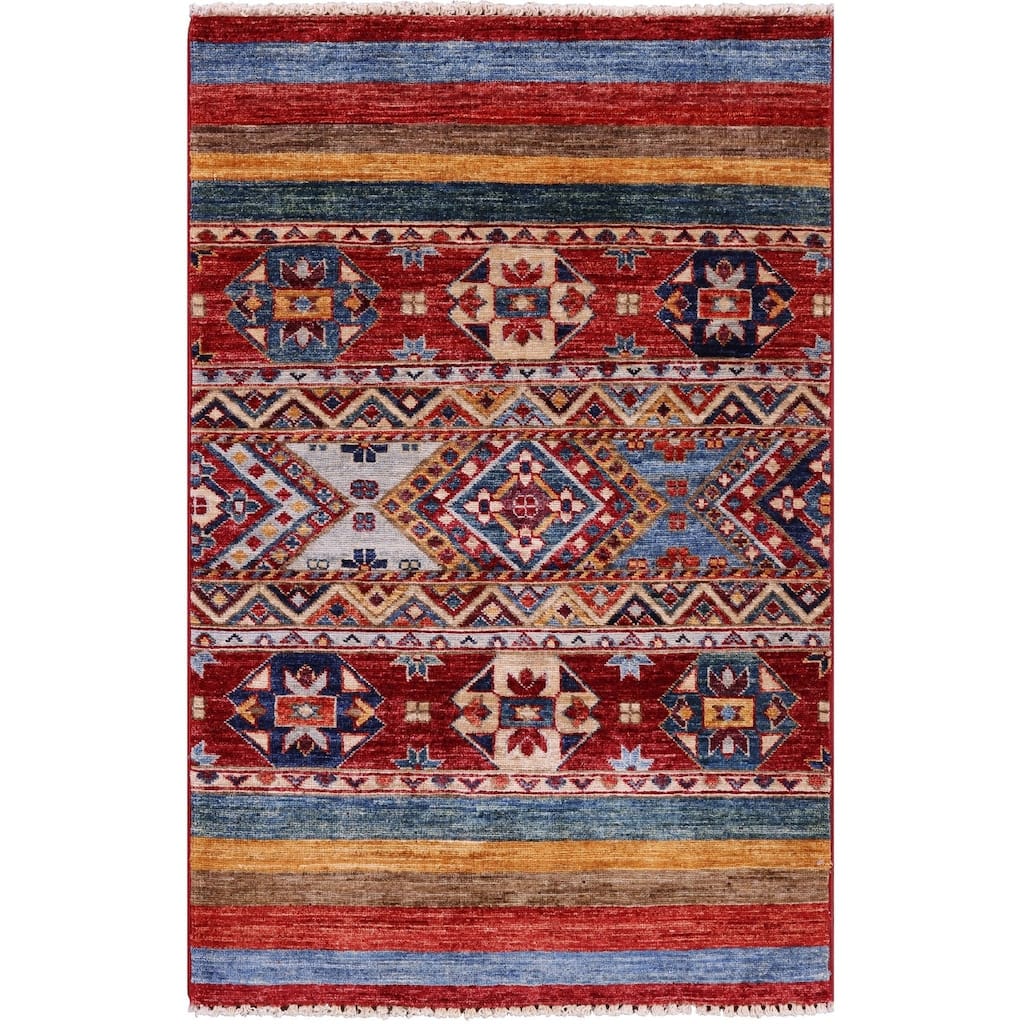 Golden Nile Khorjin Persian Gabbeh Hand Knotted Wool Rug - 2' 7" X 4' 0"