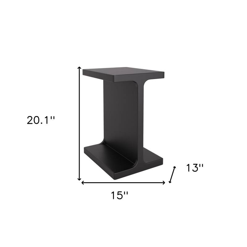 HomeRoots 20" Black Solid Wood Pedestal End Table - 15.00 in. x 20.10 in. x 13.00 in.