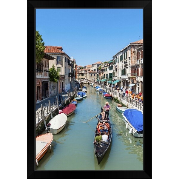 "Venetian Canal, Venice, Italy" Black Framed Print