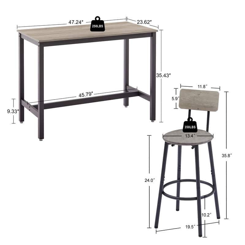5 Pieces Bar Set with 4 Bar stools PU Soft seat with backrest