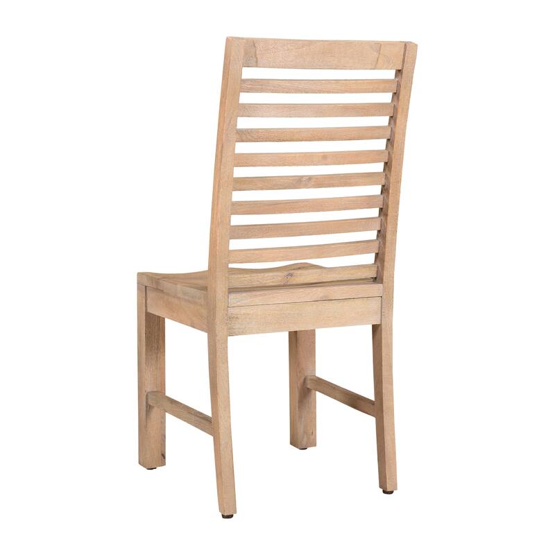 HomeRoots Set of Two Brown Solid Wood Ladder Back Dining Side Chairs - 17.5 in. x 39.5 in. x 17.5 in.
