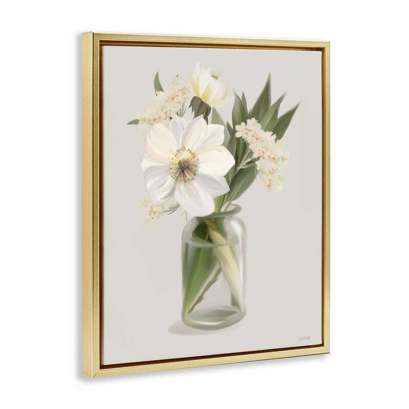 Stupell Spring Flower Bundle Vase Framed Floater Canvas Wall Art Design By House Fenway