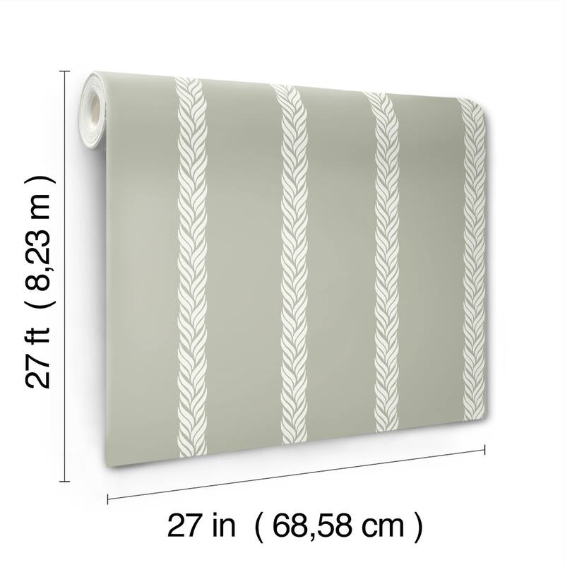 Ronald Redding Braided Stripe Green Wallpaper