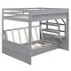 preview thumbnail 6 of 13, Gray Full Futon Bunk Beds with Staircase and Bedside Table Can be Swapped Left Right, Lower Bed Convertible Daybed with Drawers