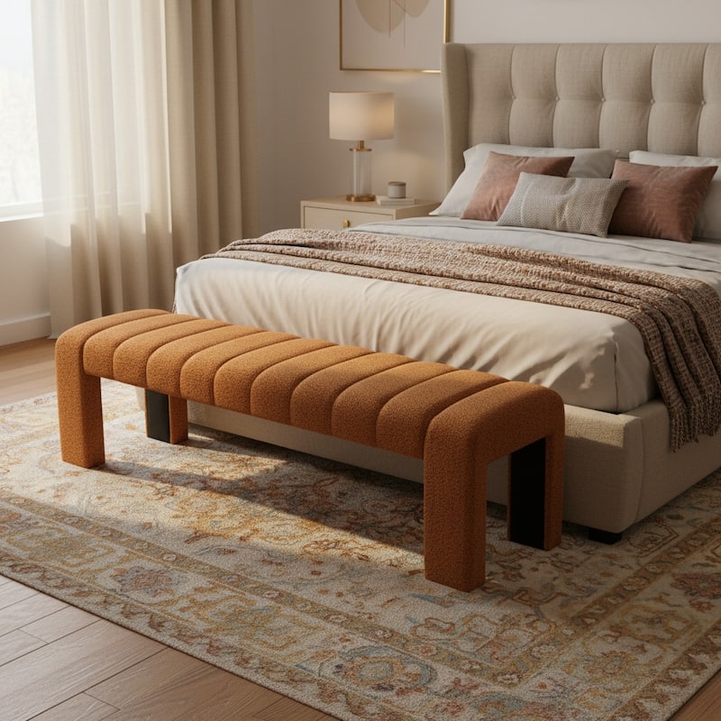 Christopher Knight Home - Modern Upholstered Bench with Multi-Functional Design - Orange