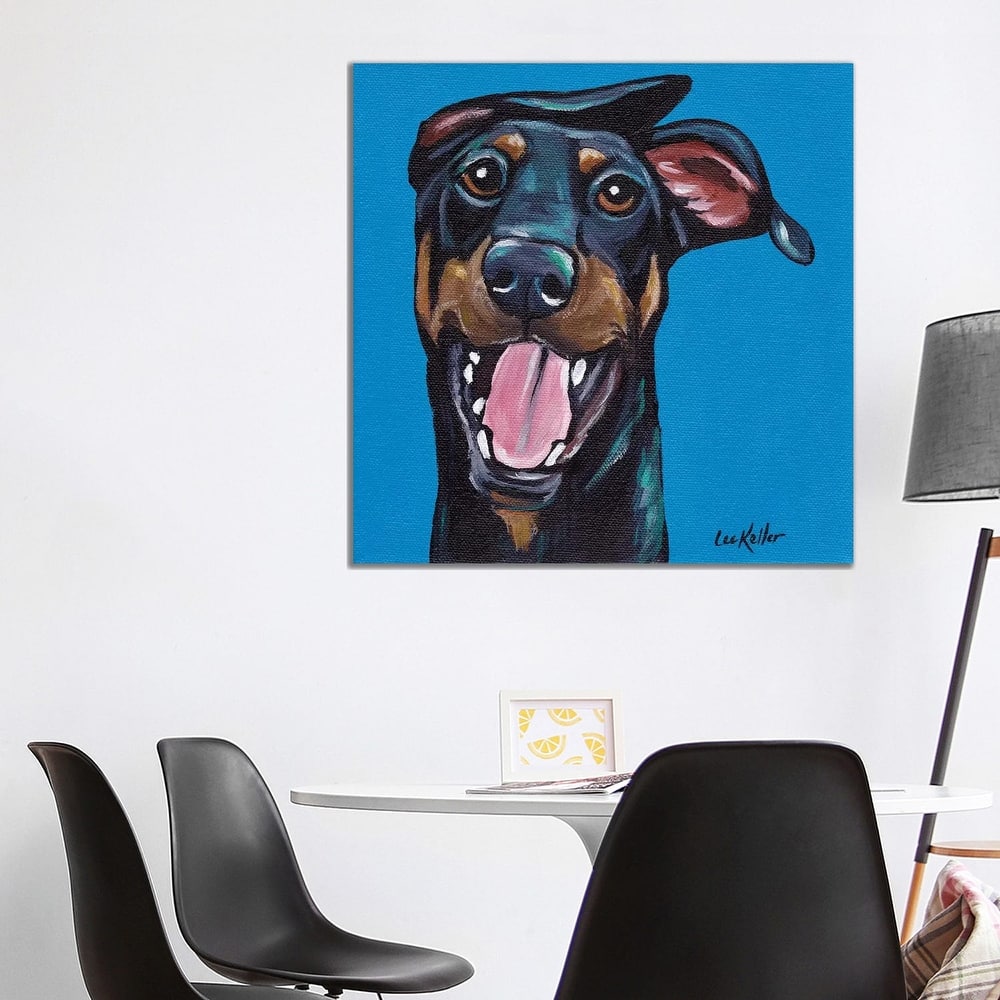 iCanvas "Fun Doberman" by Hippie Hound Studios Canvas Print