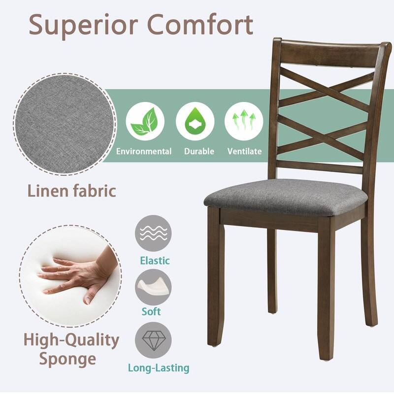 Wooden Dining Chairs Set of 4 with Upholstered Padded Seats, Kitchen & Dining Room Side Chairs for Living Room