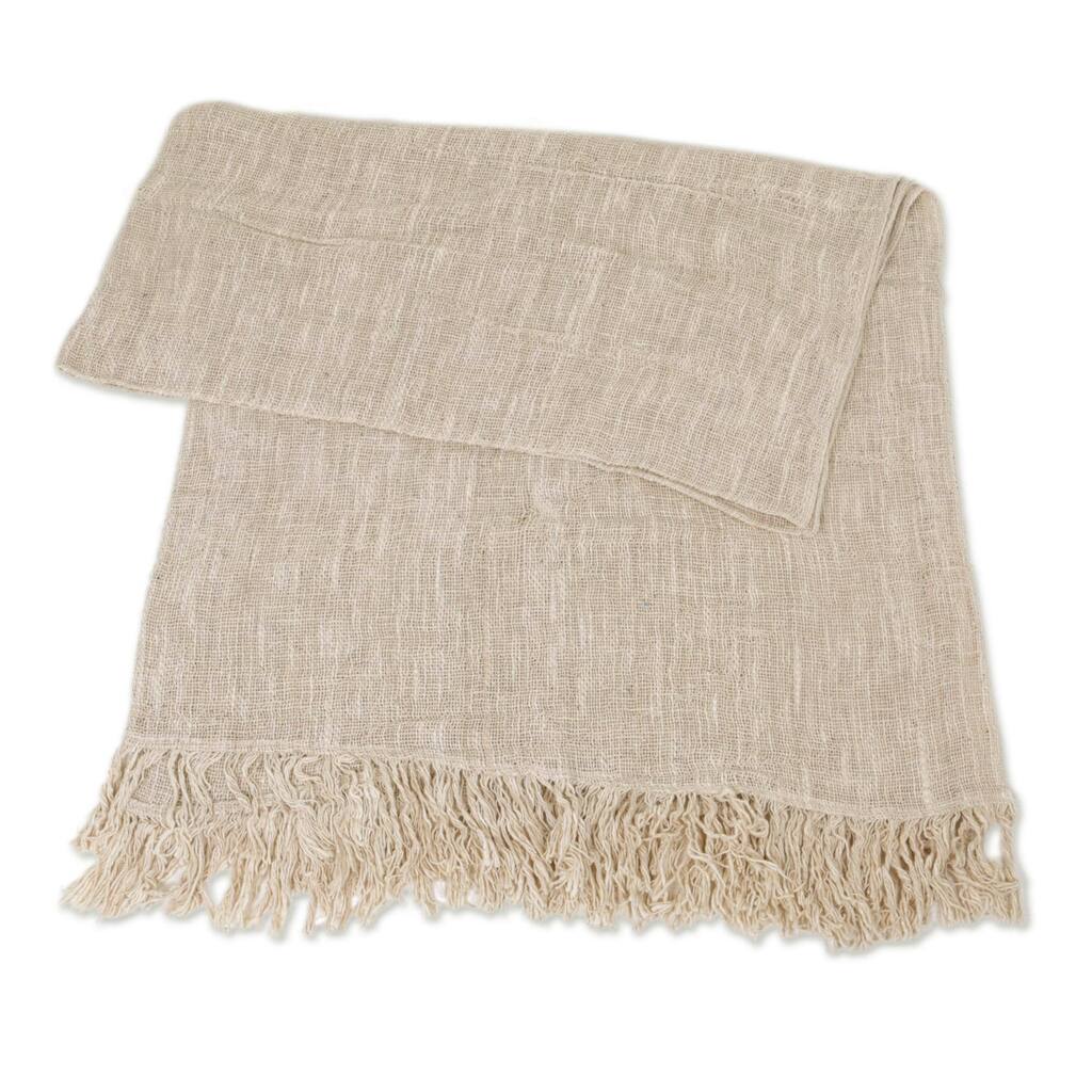Novica Handmade Alabaster Madura Cotton Throw