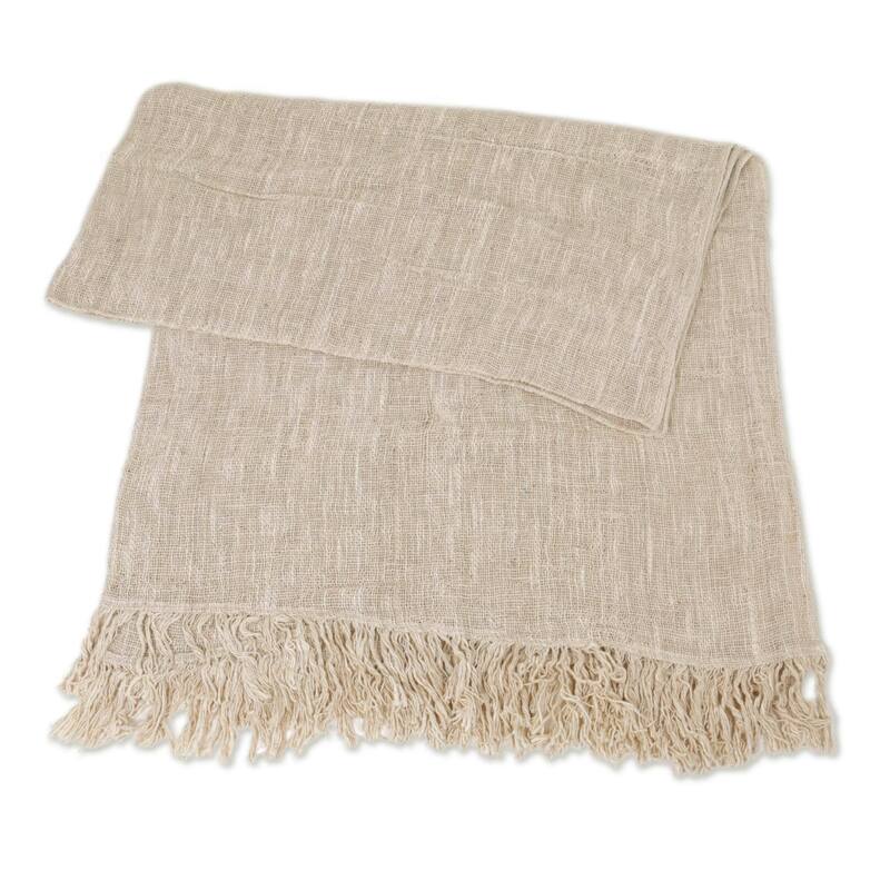 Novica Handmade Alabaster Madura Cotton Throw