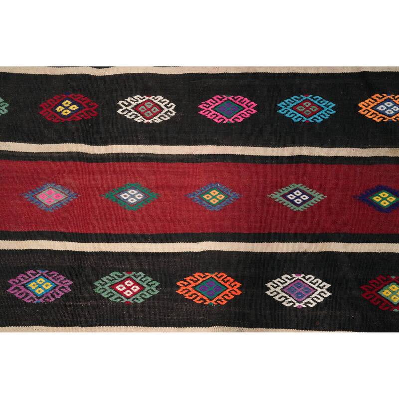 Hand Woven Oriental 100% Wool Carpet Southwestern Tribal Red Kilim Area Rug - 10' 3'' X 5' 8''
