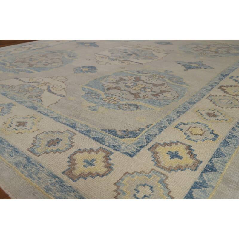Hand Knotted Oriental 100% Wool Carpet Transitional All-Over Beige & Ivories Oushak Area Rug - 10' 9'' X 8' 5''