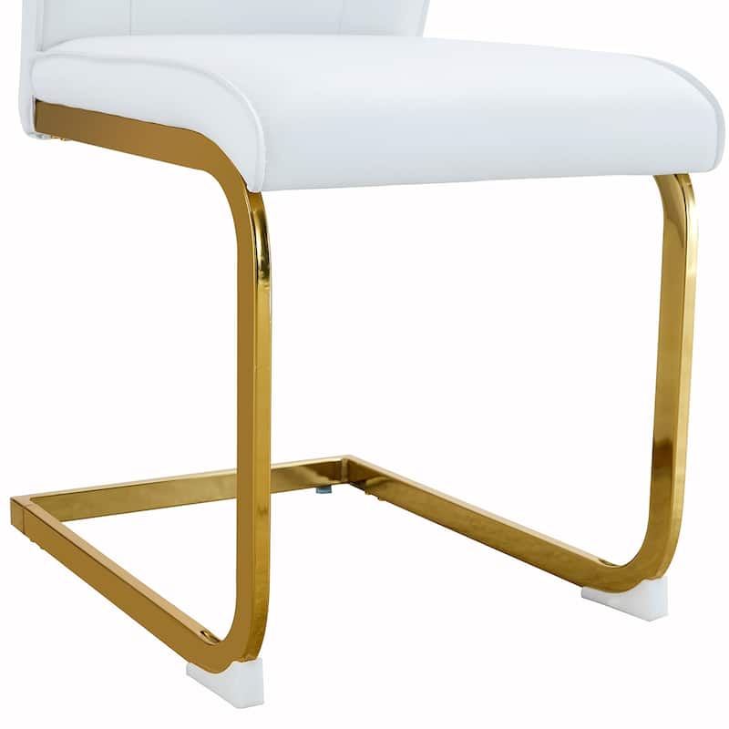 2PCS PU Meterial Dining Chairs With Metal Legs