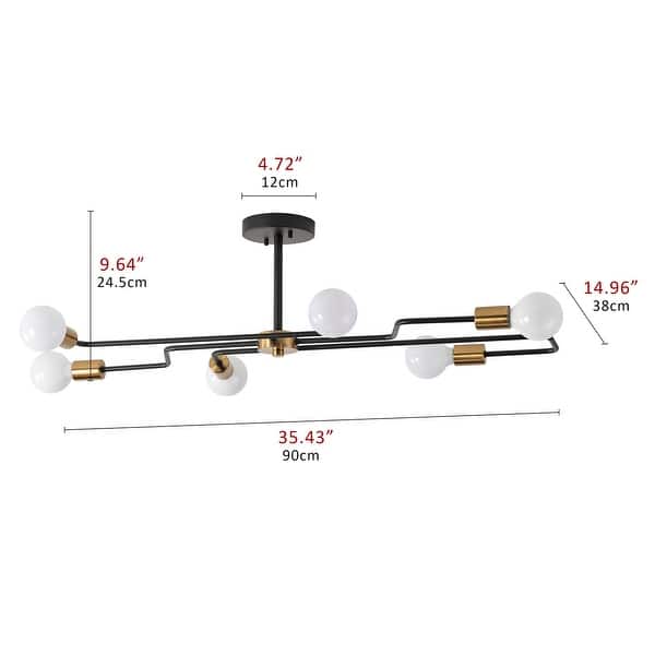 Modern 6-Light Sputnik Semi Flush Mount Ceiling Light Fixture for ...