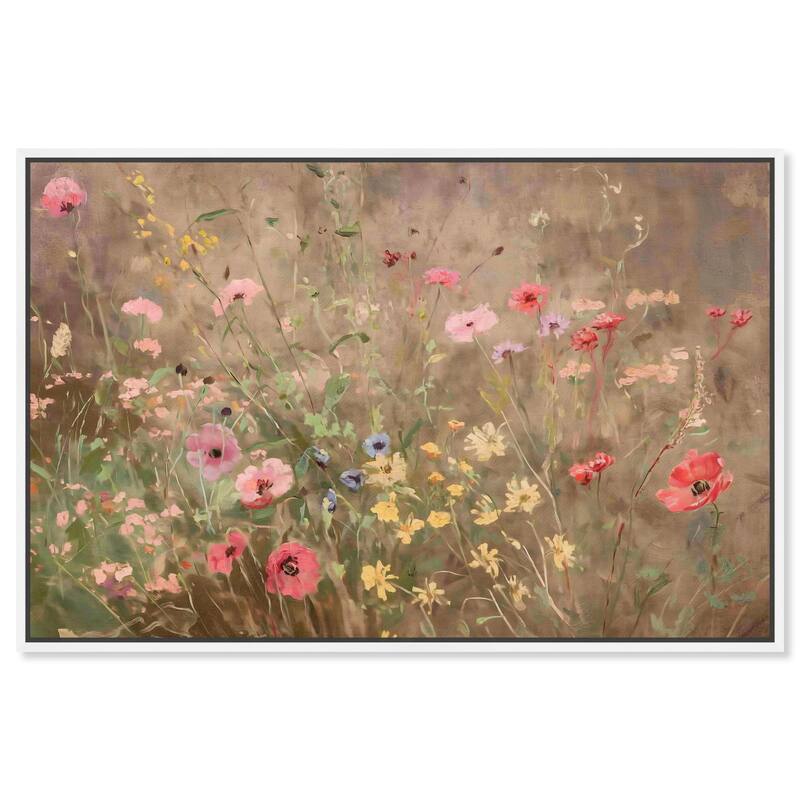 Wildflower Meadow Canvas by Art Remedy - 36" x 24" - White