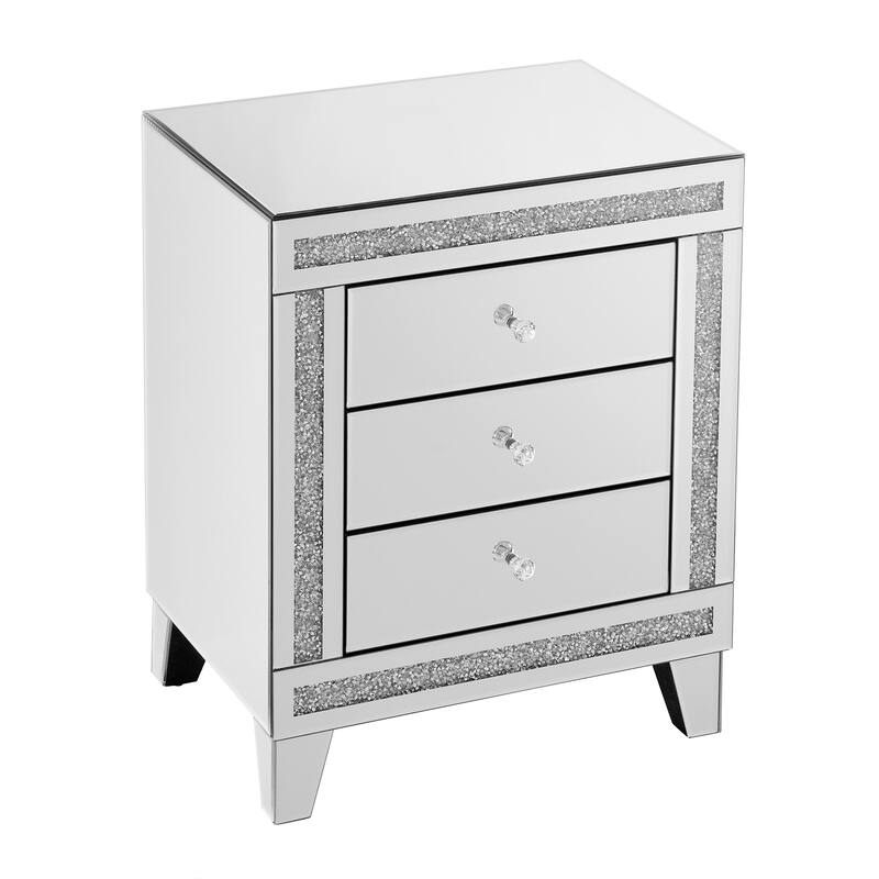 21.5 inch X15.8 inchX26.8 inch Silver Mirror Three Drawer Cabinet,Multi Functional Storage Cabinet