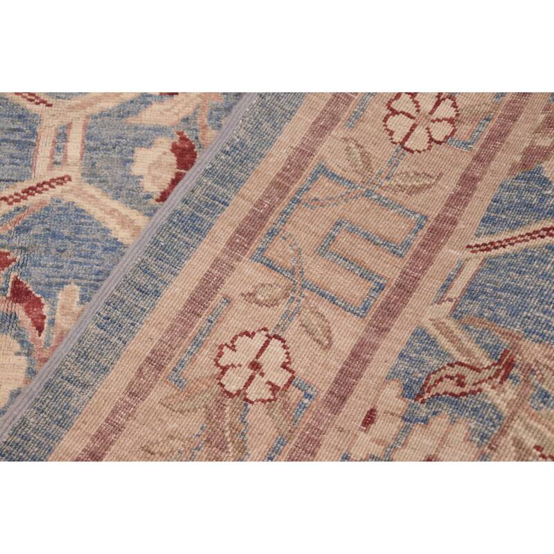 Hexagonal Trellis Floral Hand-Knotted Wool Area Rug