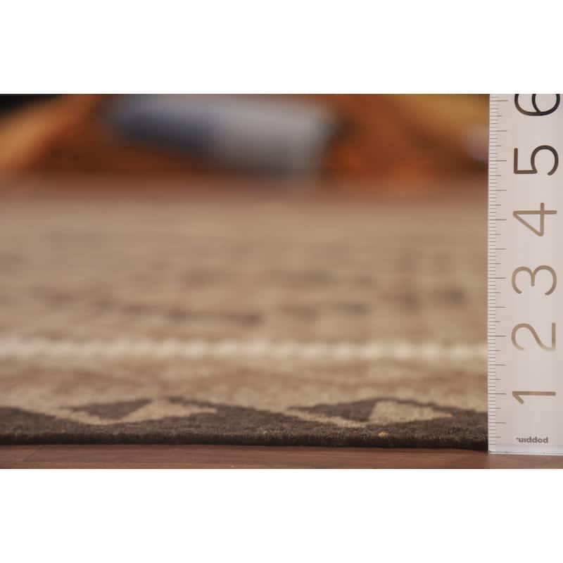 Hand Woven Oriental 100% Wool Carpet Southwestern Geometric Brown Kilim Area Rug - 10' 0'' X 6' 8''
